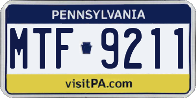 PA license plate MTF9211