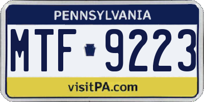 PA license plate MTF9223