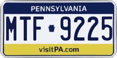 PA license plate MTF9225
