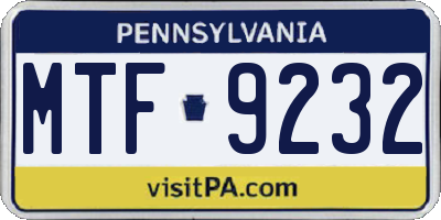 PA license plate MTF9232