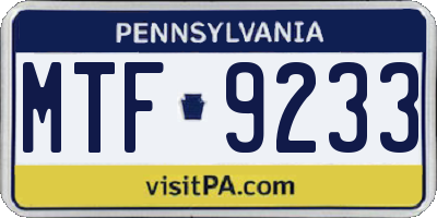 PA license plate MTF9233
