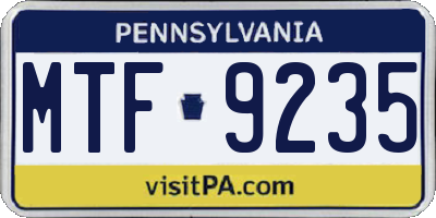 PA license plate MTF9235