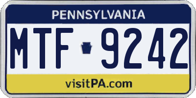 PA license plate MTF9242