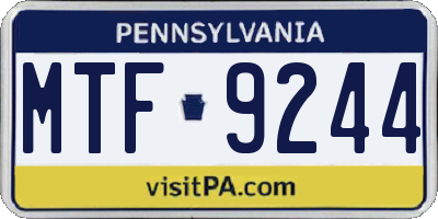 PA license plate MTF9244