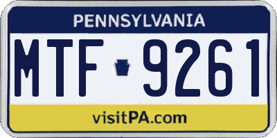 PA license plate MTF9261