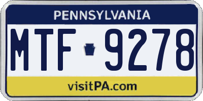 PA license plate MTF9278