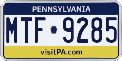 PA license plate MTF9285