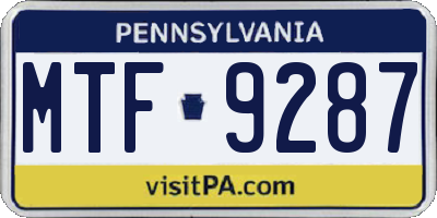 PA license plate MTF9287