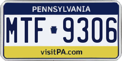 PA license plate MTF9306