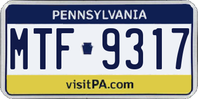 PA license plate MTF9317