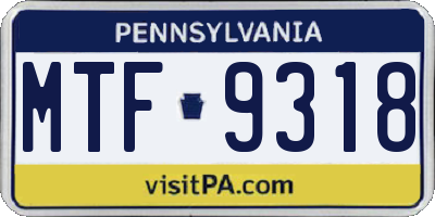 PA license plate MTF9318