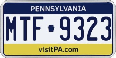 PA license plate MTF9323
