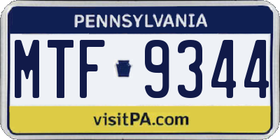 PA license plate MTF9344