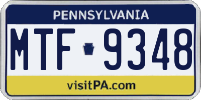 PA license plate MTF9348