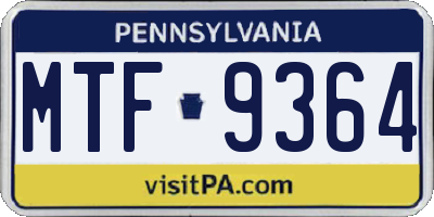 PA license plate MTF9364