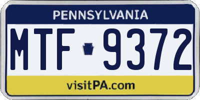 PA license plate MTF9372