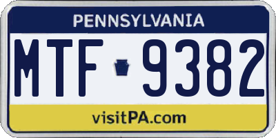 PA license plate MTF9382