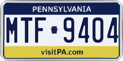 PA license plate MTF9404