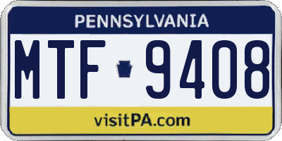 PA license plate MTF9408