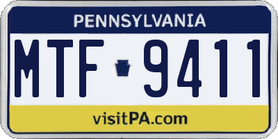 PA license plate MTF9411