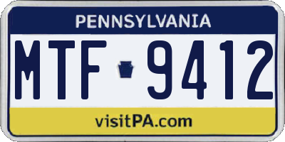 PA license plate MTF9412