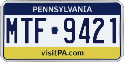 PA license plate MTF9421