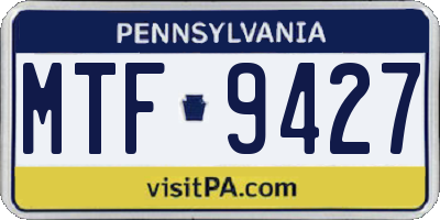 PA license plate MTF9427