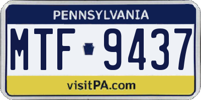 PA license plate MTF9437