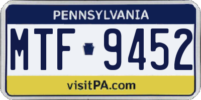 PA license plate MTF9452