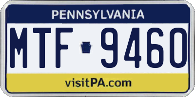 PA license plate MTF9460