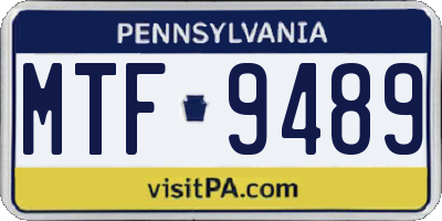 PA license plate MTF9489