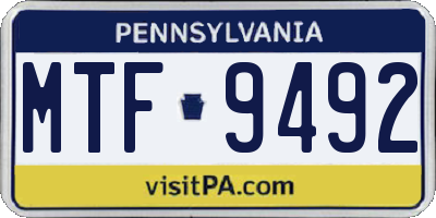PA license plate MTF9492