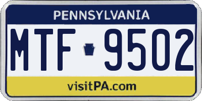 PA license plate MTF9502
