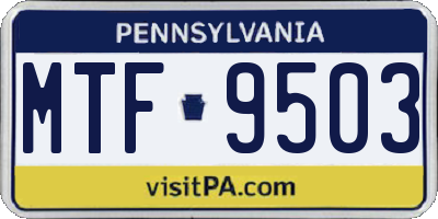 PA license plate MTF9503