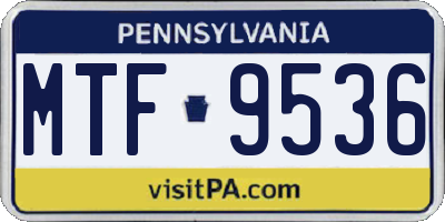 PA license plate MTF9536