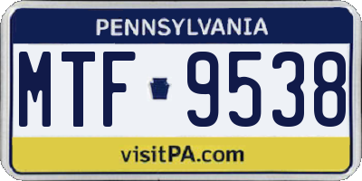 PA license plate MTF9538