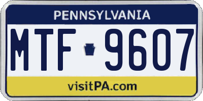 PA license plate MTF9607