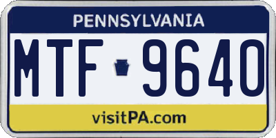 PA license plate MTF9640