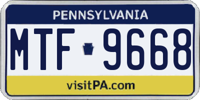 PA license plate MTF9668