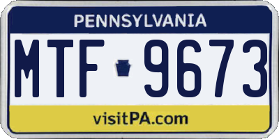 PA license plate MTF9673