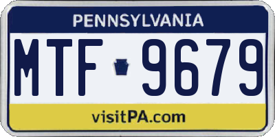 PA license plate MTF9679