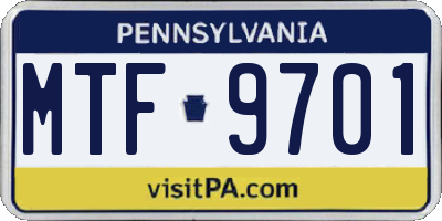 PA license plate MTF9701