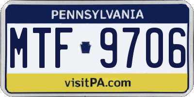PA license plate MTF9706