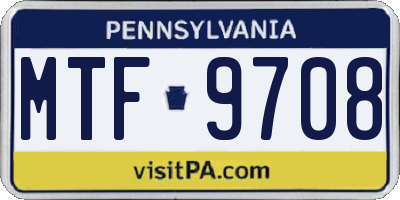 PA license plate MTF9708