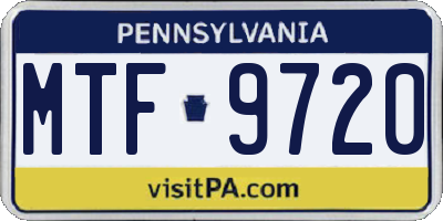 PA license plate MTF9720
