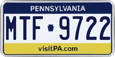 PA license plate MTF9722