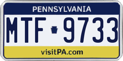 PA license plate MTF9733
