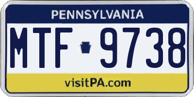 PA license plate MTF9738