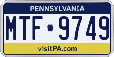 PA license plate MTF9749