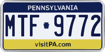 PA license plate MTF9772